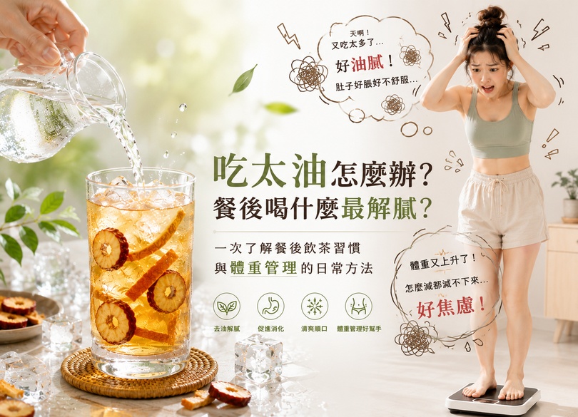 頤珍宮膳,漢方養生,山楂陳皮茶,無咖啡因茶包,吃太油怎麼辦,餐後解膩喝什麼,吃完大餐補救,大餐後減脂,腸胃去油,減緩脂肪堆積,去油茶飲推薦,漢方草本消食,餐後茶飲黃金時間,解膩花草茶,餐後體重管理,減少油脂吸收,促進消化方法,日常代謝提升,大餐補救措施,油脂代謝優化
